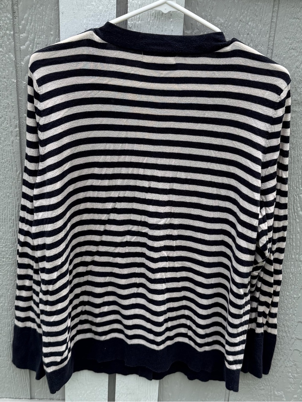 2X- dressbarn Navy and Cream Striped Cardigan - Picture 2 of 5